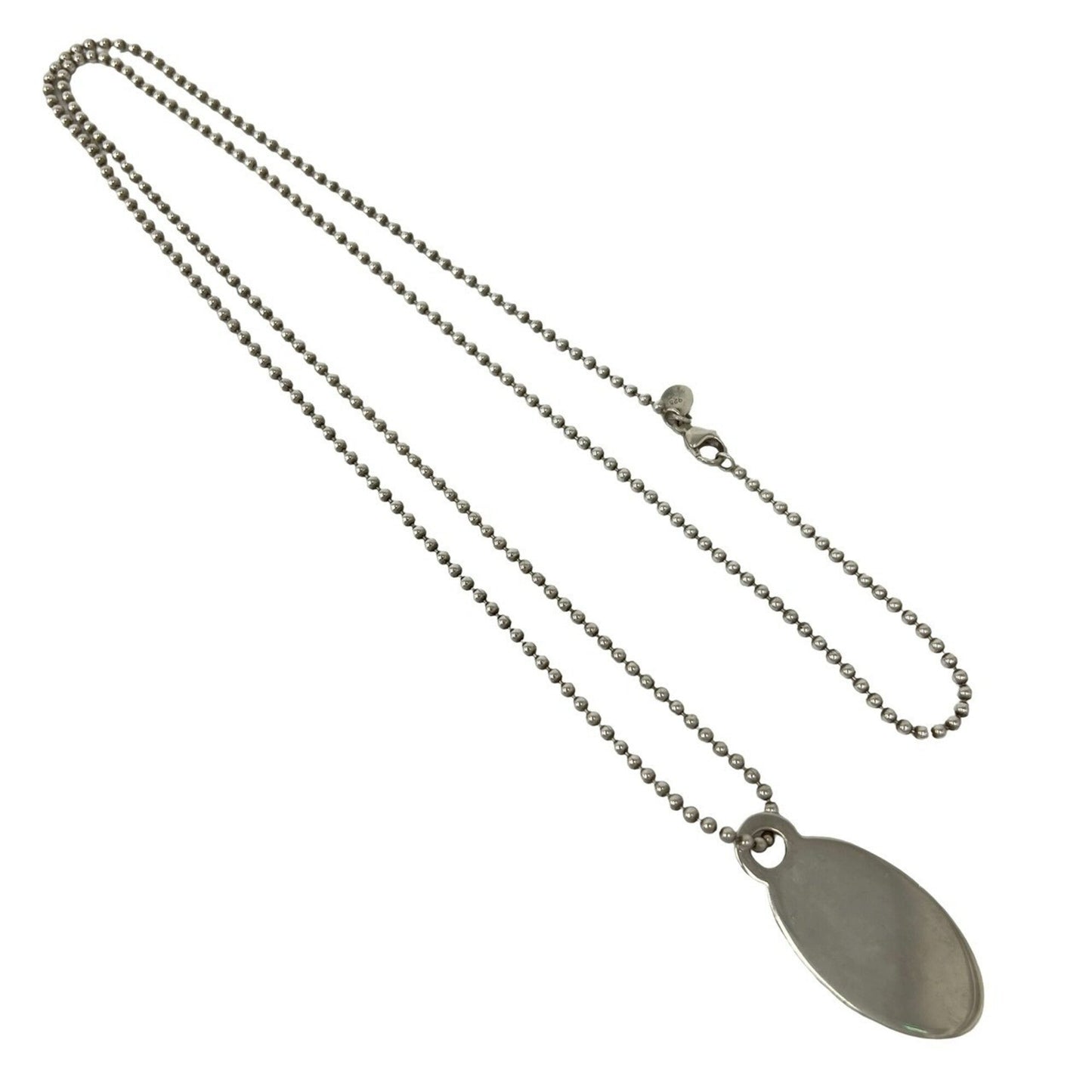 Oval Tag Pendant Necklace Sterling Silver