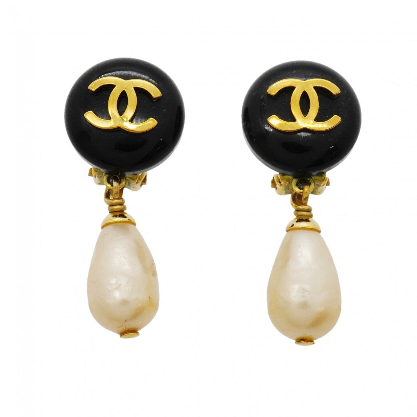CC Logo Clip-On Earrings Metal Gold-Tone Metal