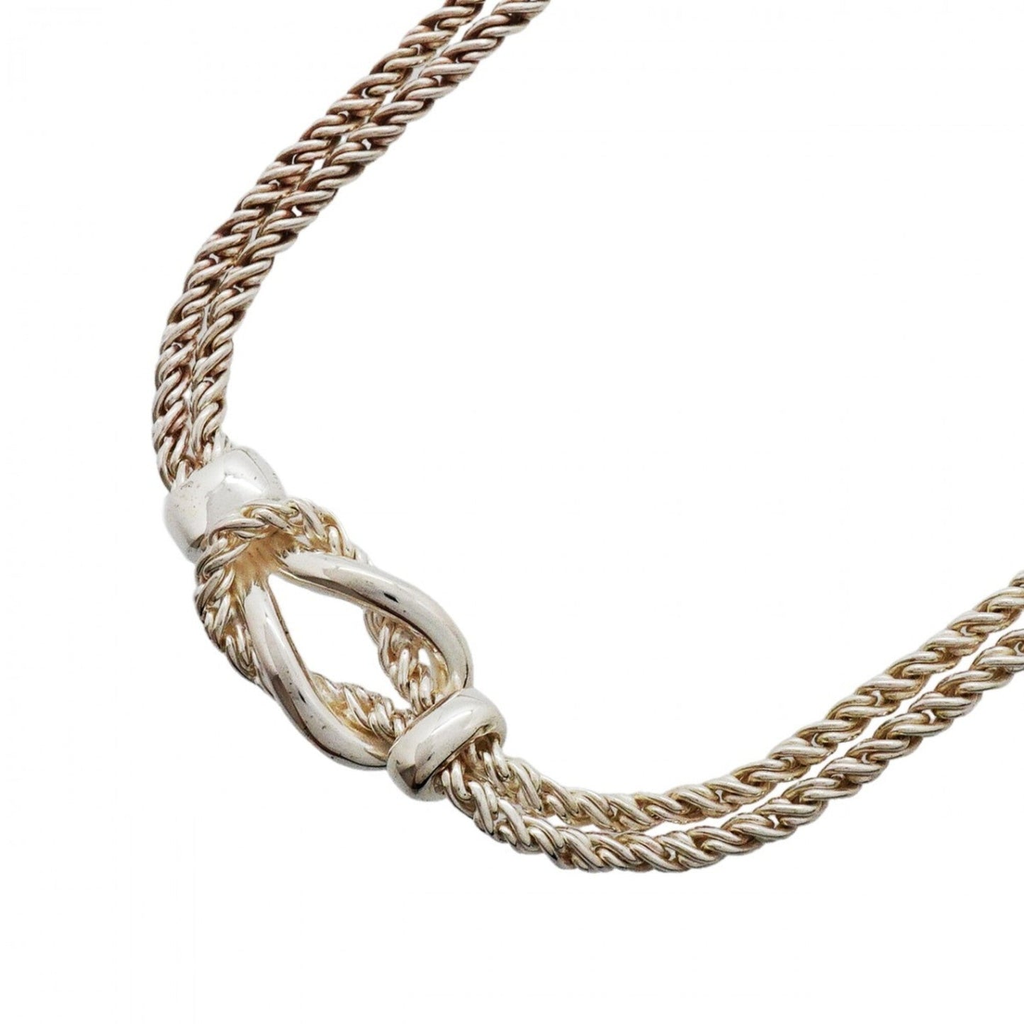 Center Knot Double Rope Pendant Necklace Sterling Silver