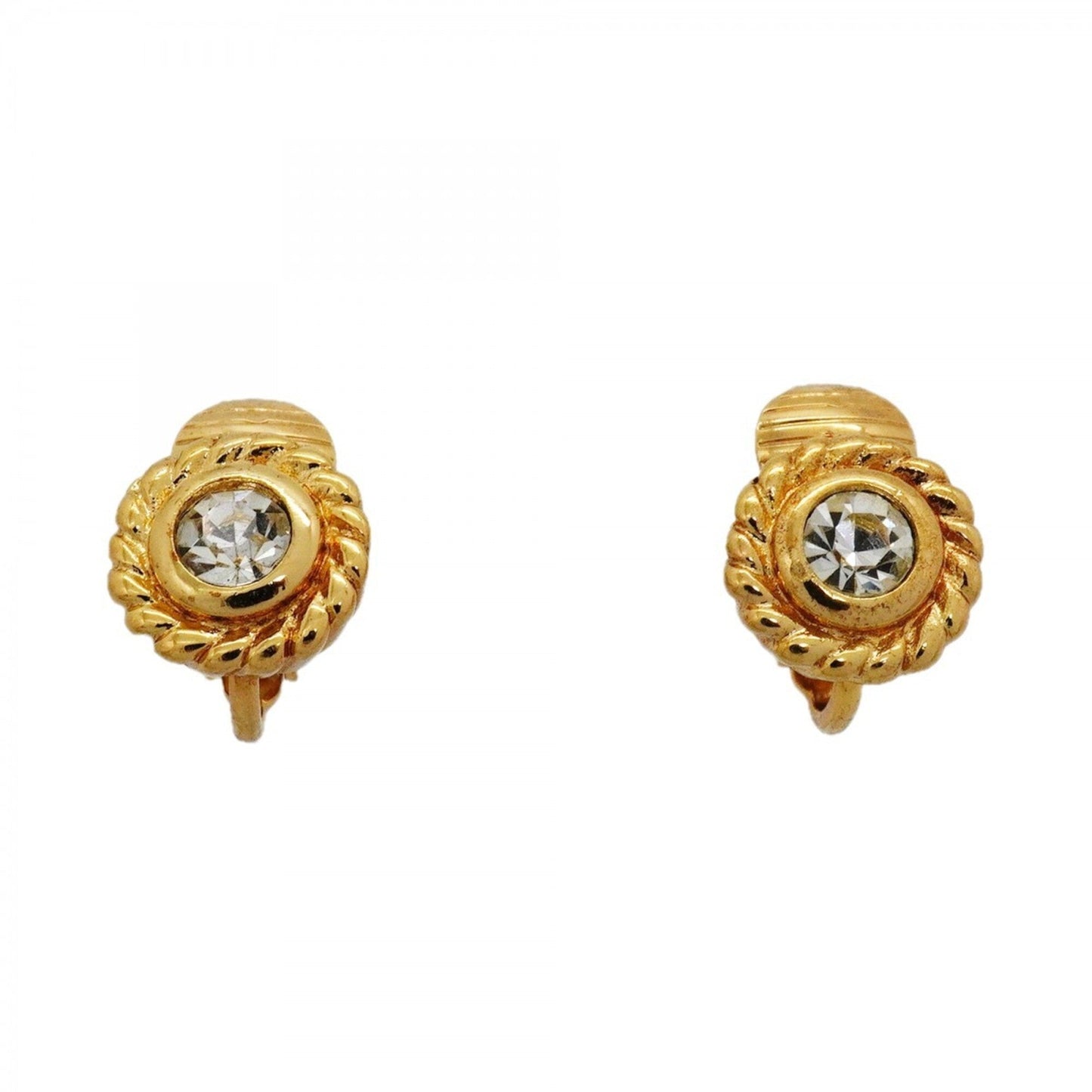Rhinestone Clip-On Earrings Gold and Rhinestone