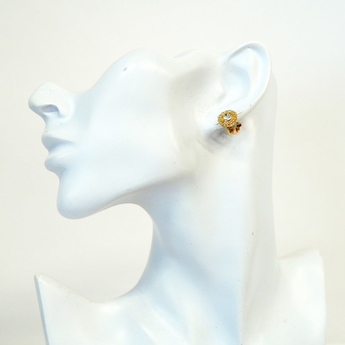 Rhinestone Clip-On Earrings Gold and Rhinestone