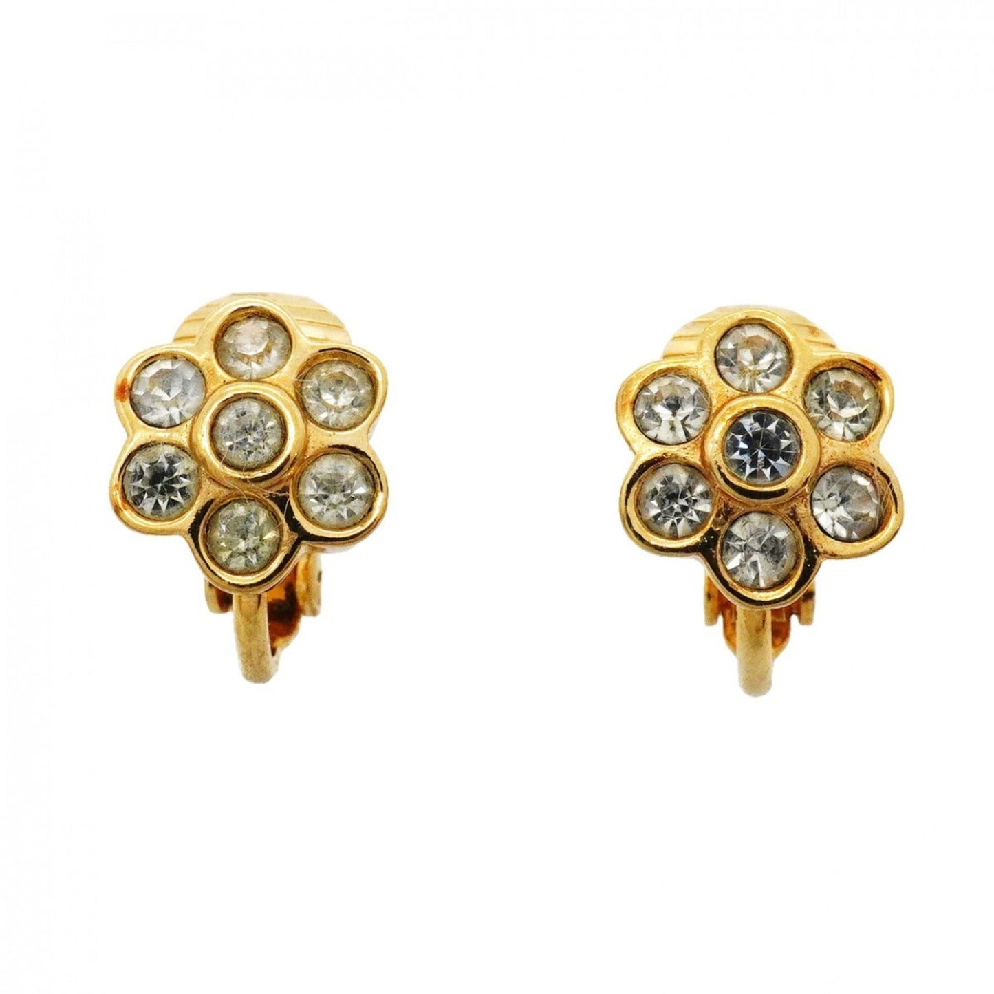 Rhinestone Clip-On Earrings Gold and Rhinestone