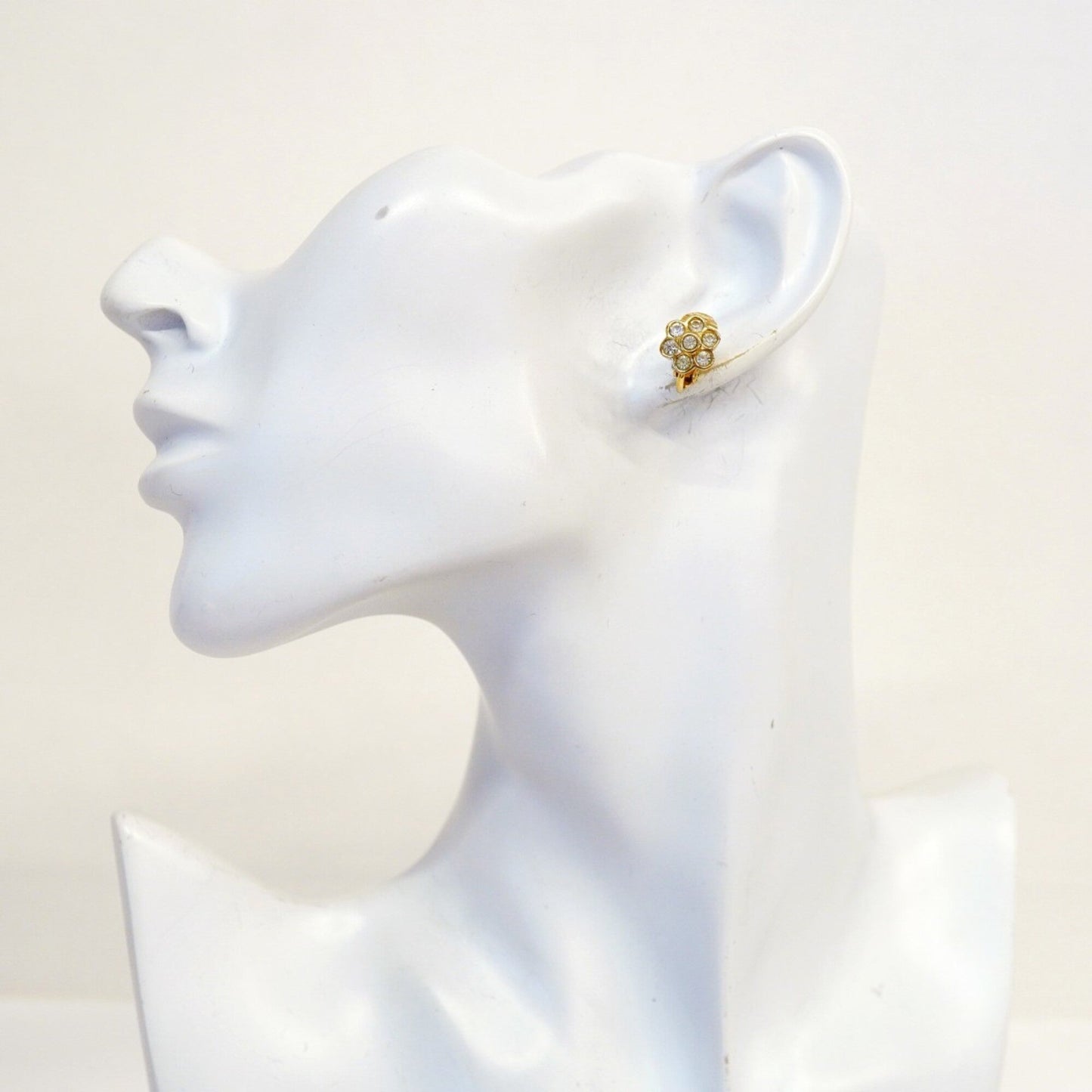 Rhinestone Clip-On Earrings Gold and Rhinestone