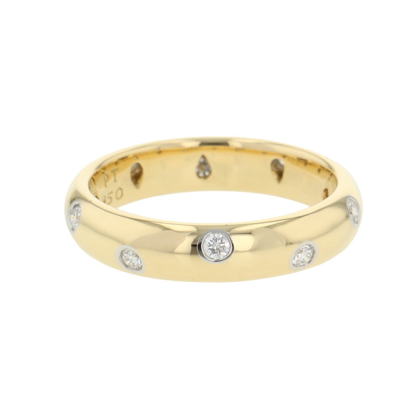 Band Ring Platinum and 18K Yellow Gold With Diamond