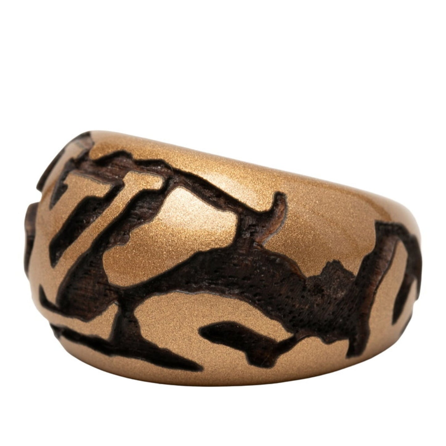 Band Ring Brown Wood and Metallic Gold
