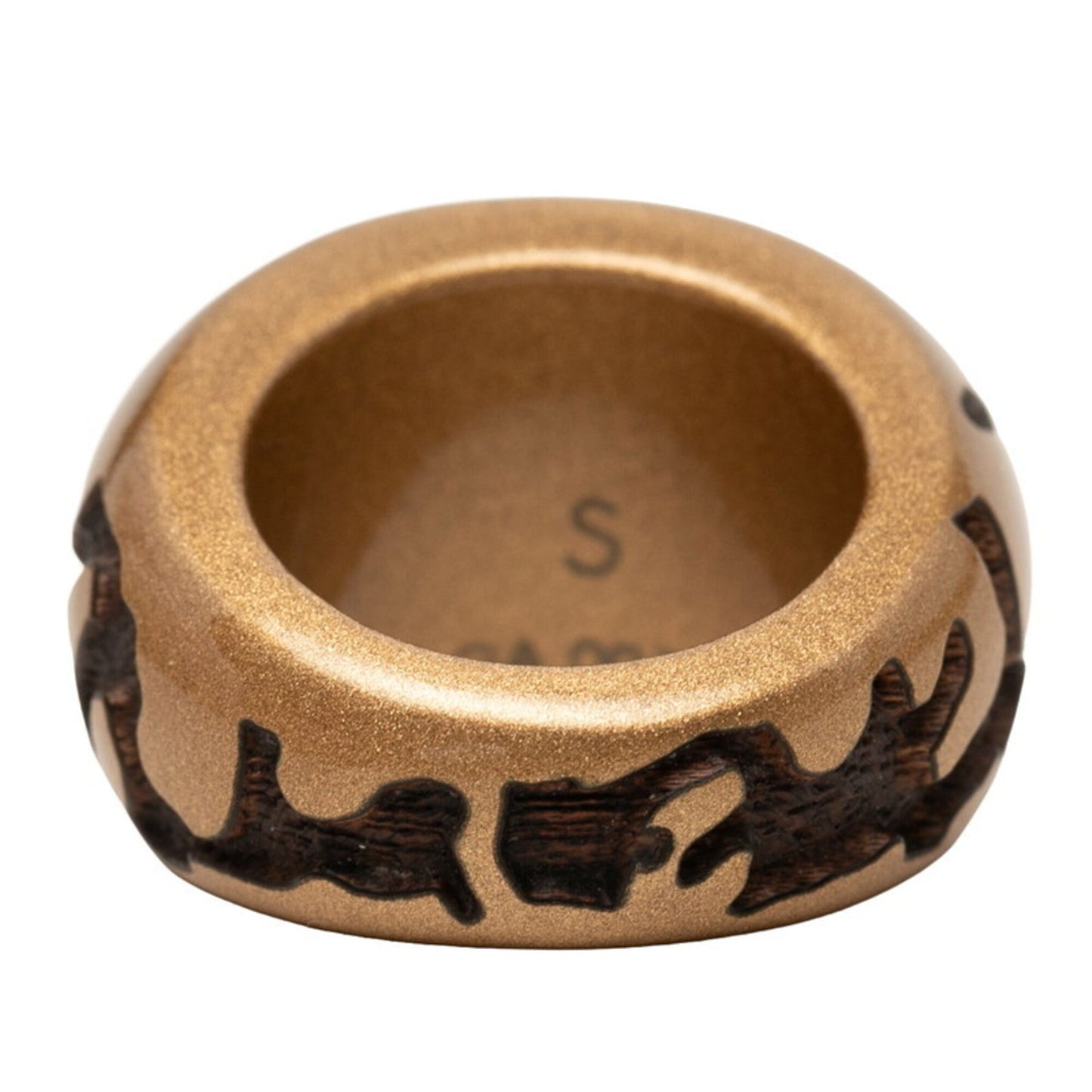 Band Ring Brown Wood and Metallic Gold