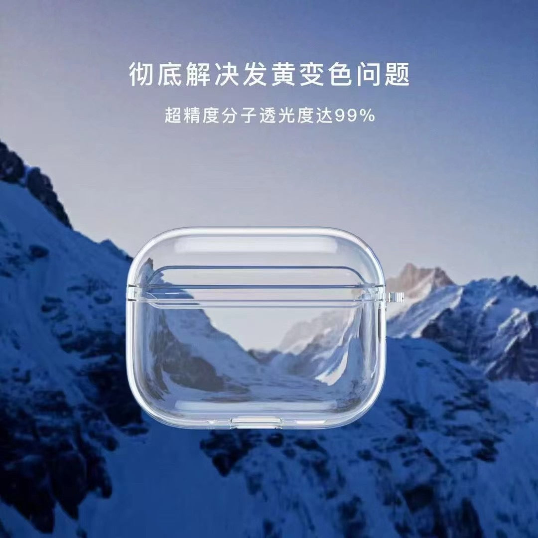 Funda transparente para AirPods con gancho de metal