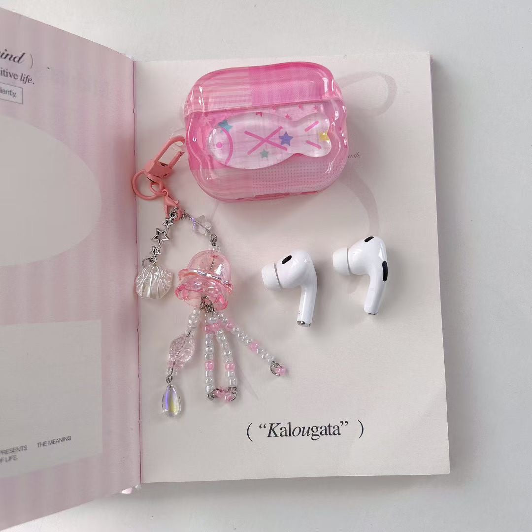 Rosa Unicorn AirPods-fodral med kristallpärlor