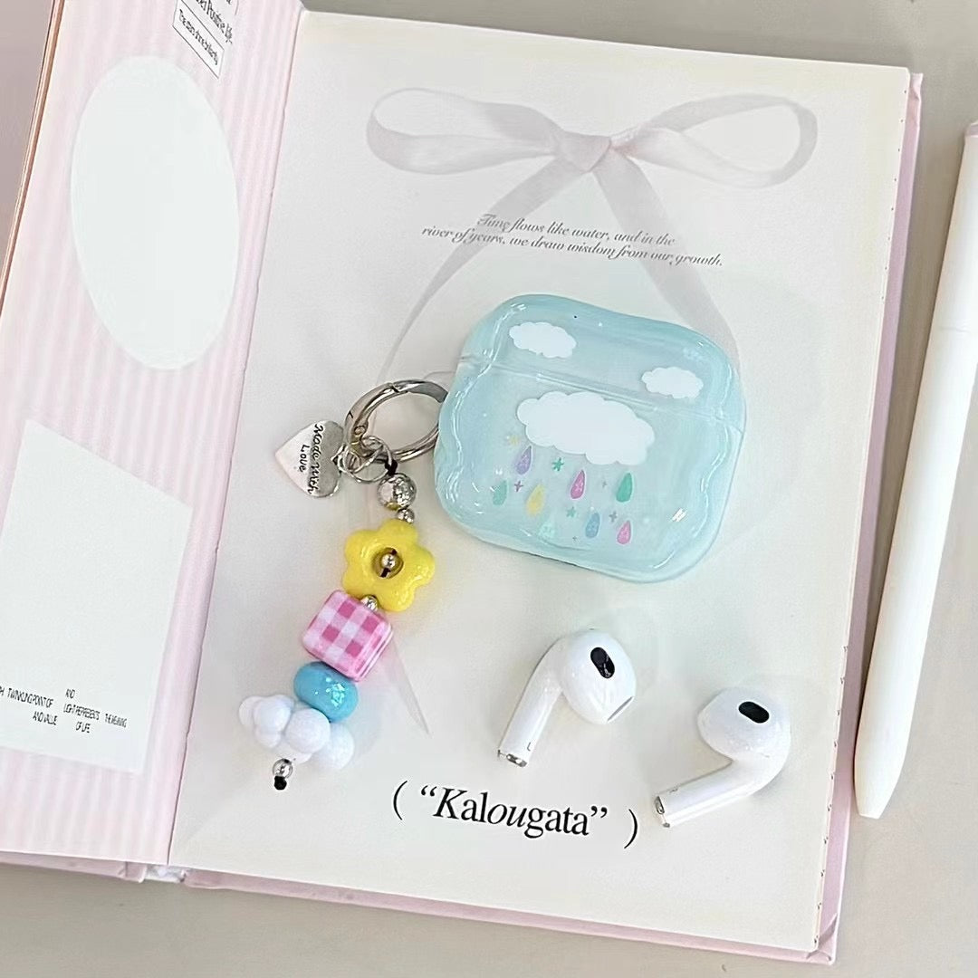 Blue Cloud AirPods-fodral med pärlformad berlock