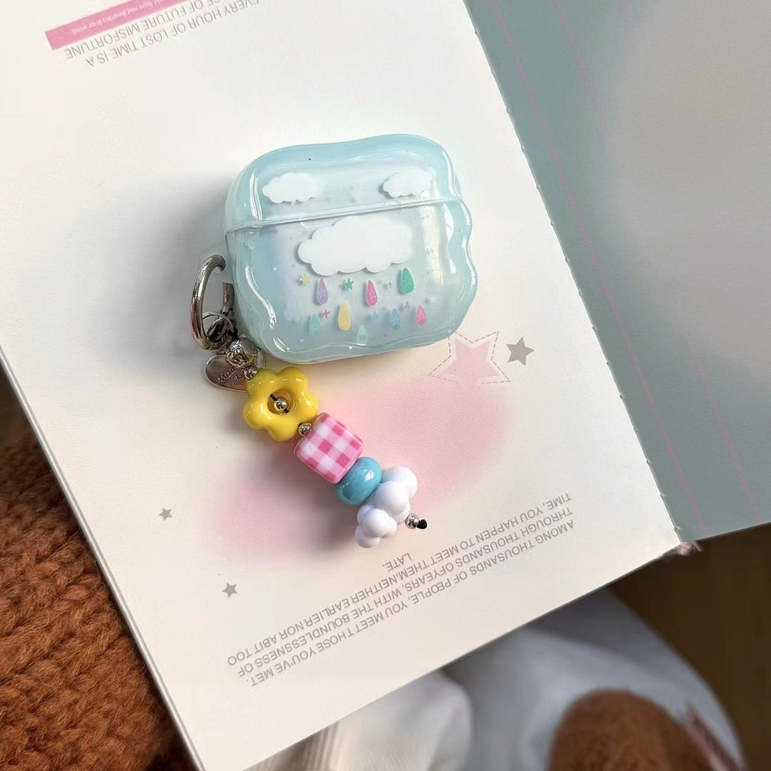 Blue Cloud AirPods-fodral med pärlformad berlock