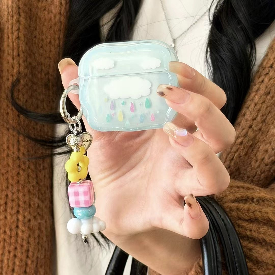 Blue Cloud AirPods-fodral med pärlformad berlock