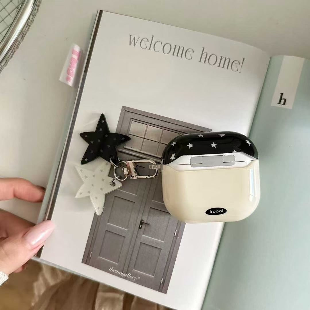 Funda para AirPods Starry Night con dije – Blanco y negro