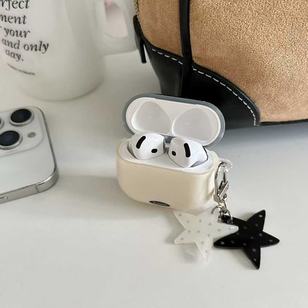Funda para AirPods Starry Night con dije – Blanco y negro