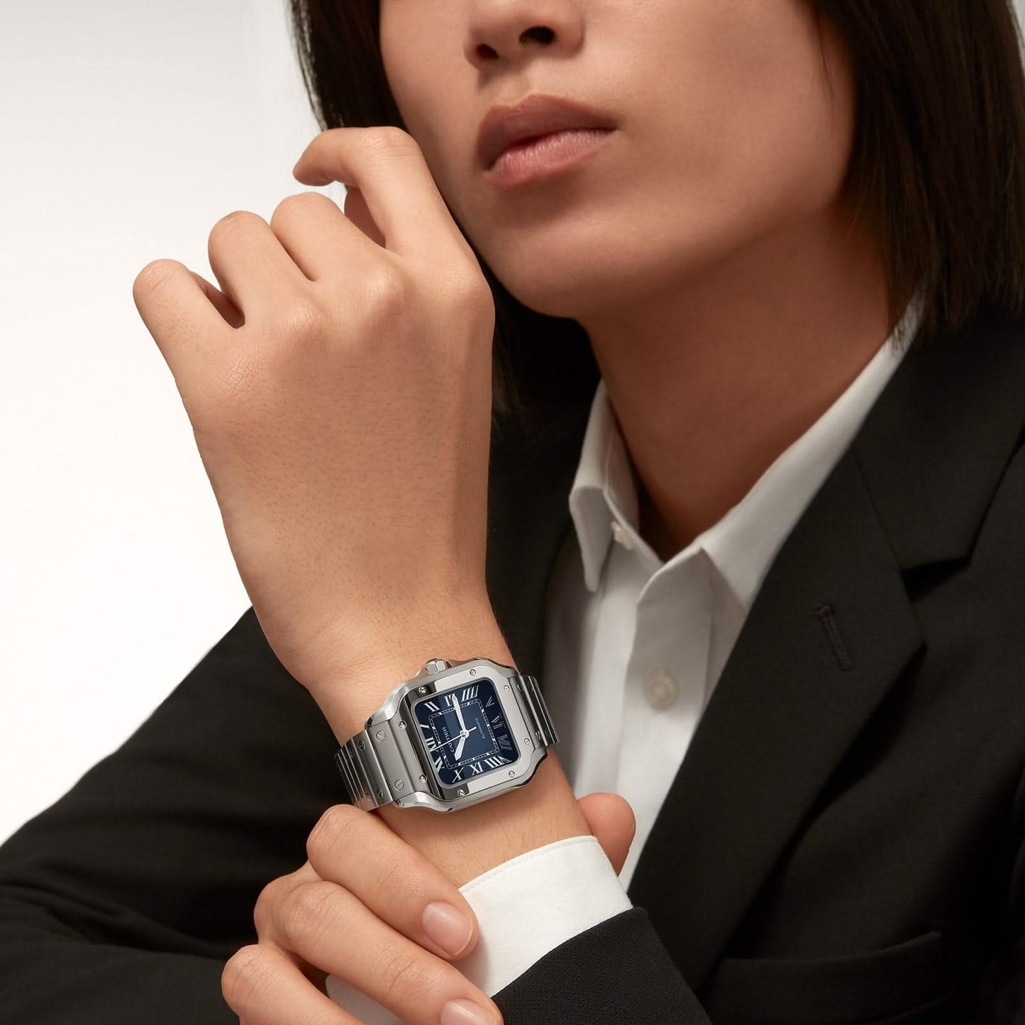 CARTIER Santos Medium Blue Dial 35mm Watch