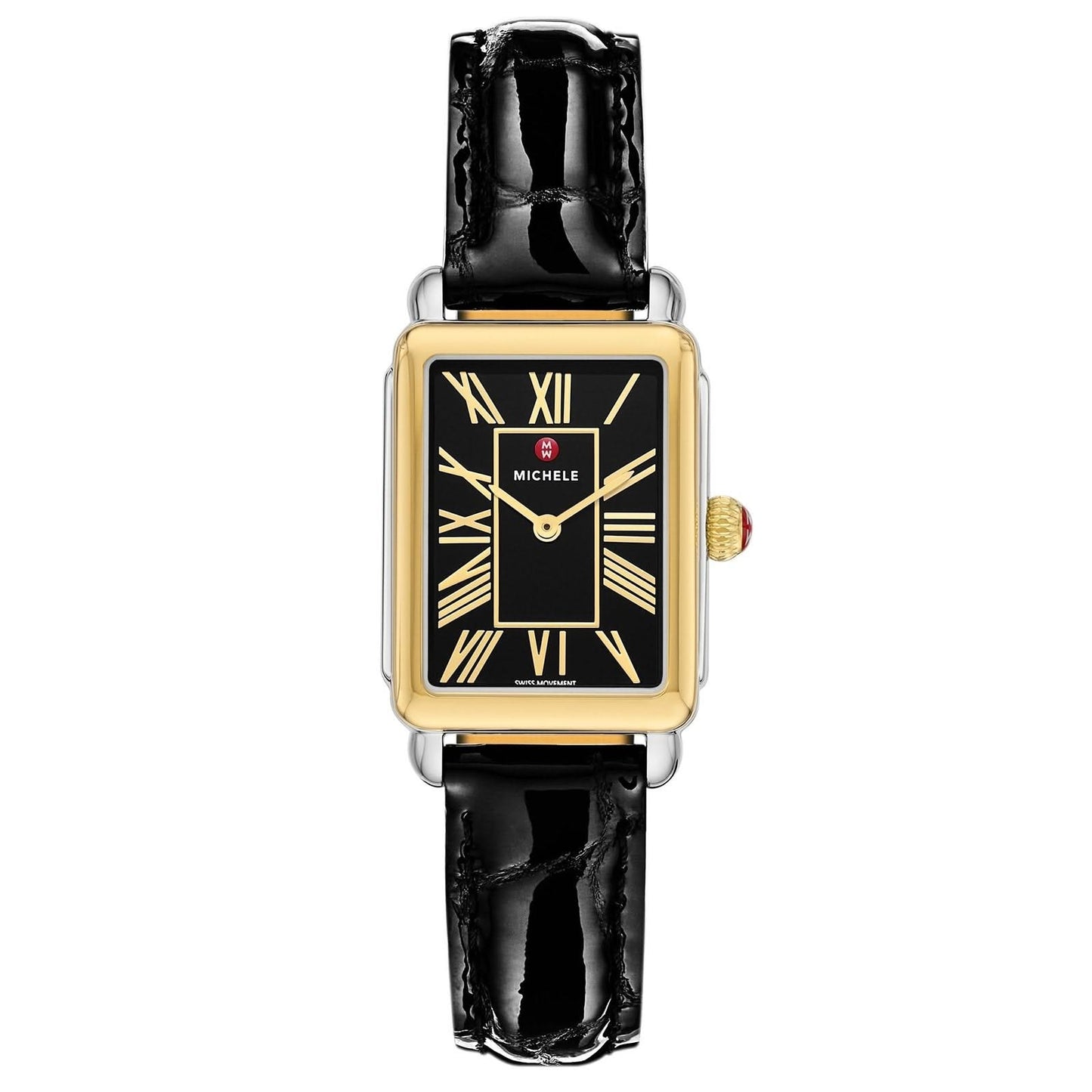 MICHELE Deco Park Black Leather 29mm Watch