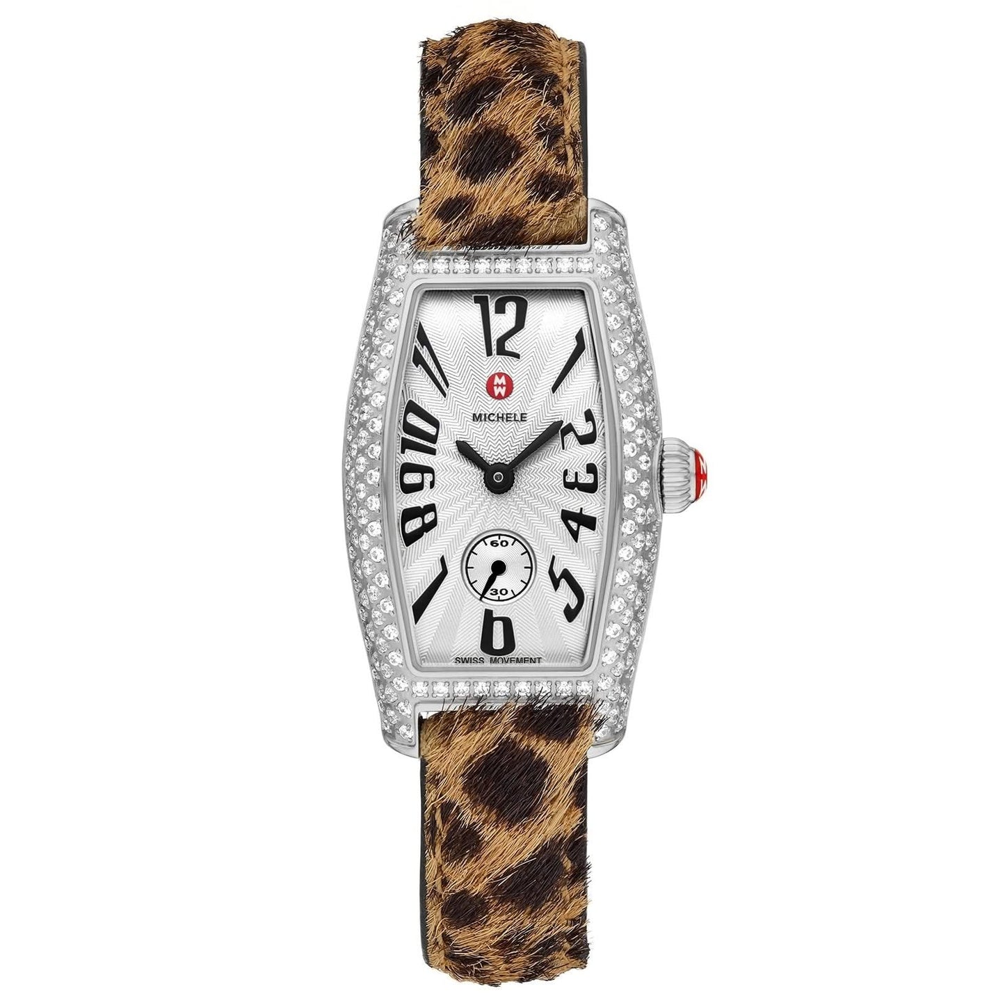 MICHELE Coquette Diamond & Leopard Print Pony Hair 32mm Watch