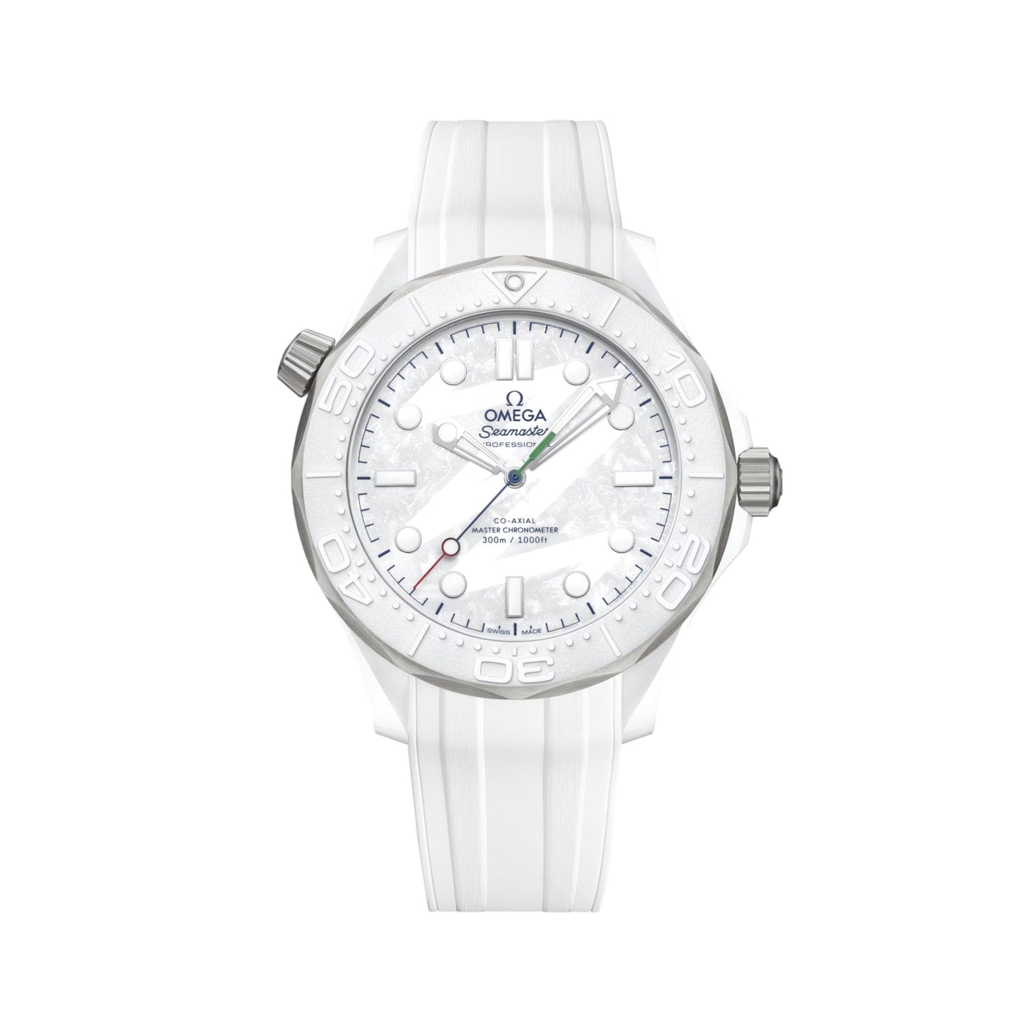 Seamaster Diver 300M Paralympic Milano Cortina 2026 43.5mm - White on Rubber Strap