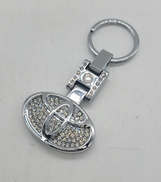Crystal-Embellished Metal Keychain