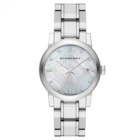 Reloj Burberry para mujer con diamantes plateados de 34 mm