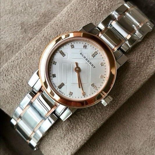 BUR Two-Tone Check Dial Women's Bracelet Watch