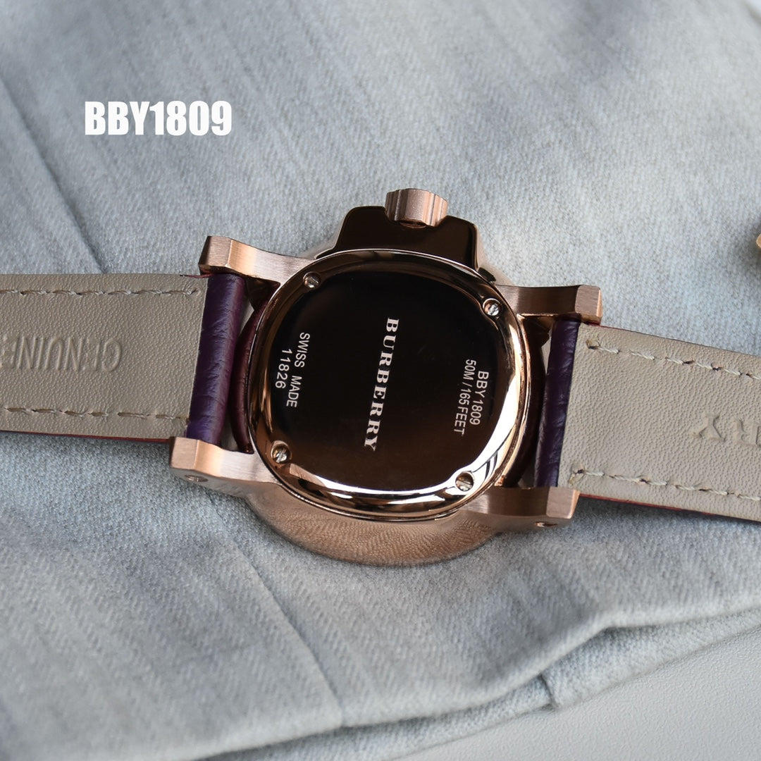 BUR Plum Dial Embellished Women's Strap Watch