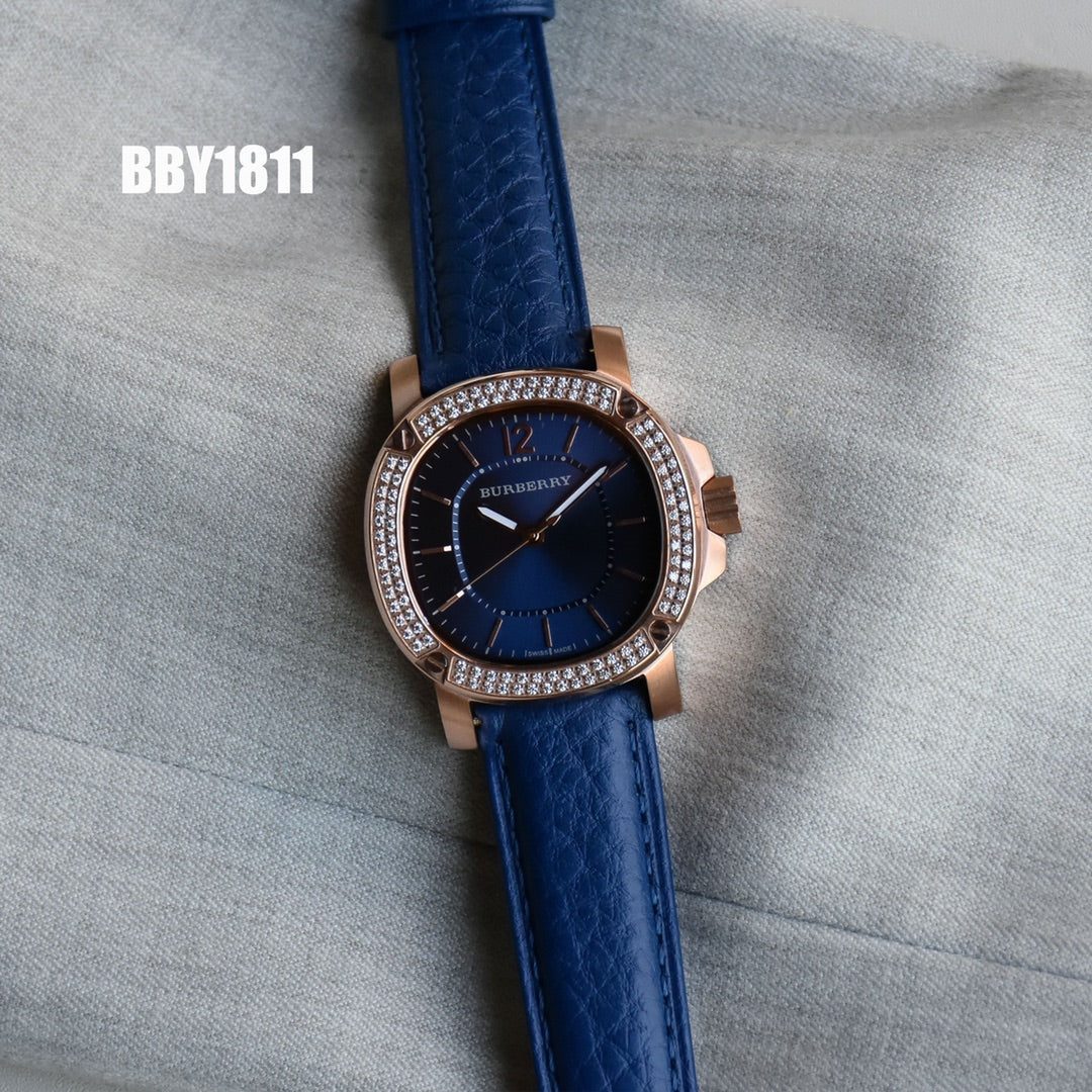 BUR Embellished Cushion Case Women's Strap Watch