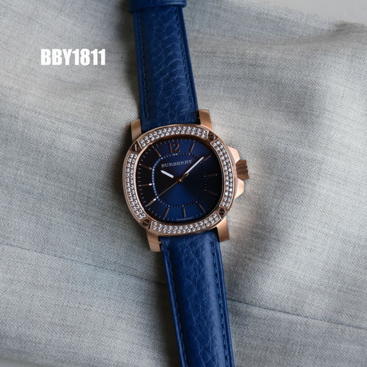 BUR Embellished Cushion Case Women's Strap Watch