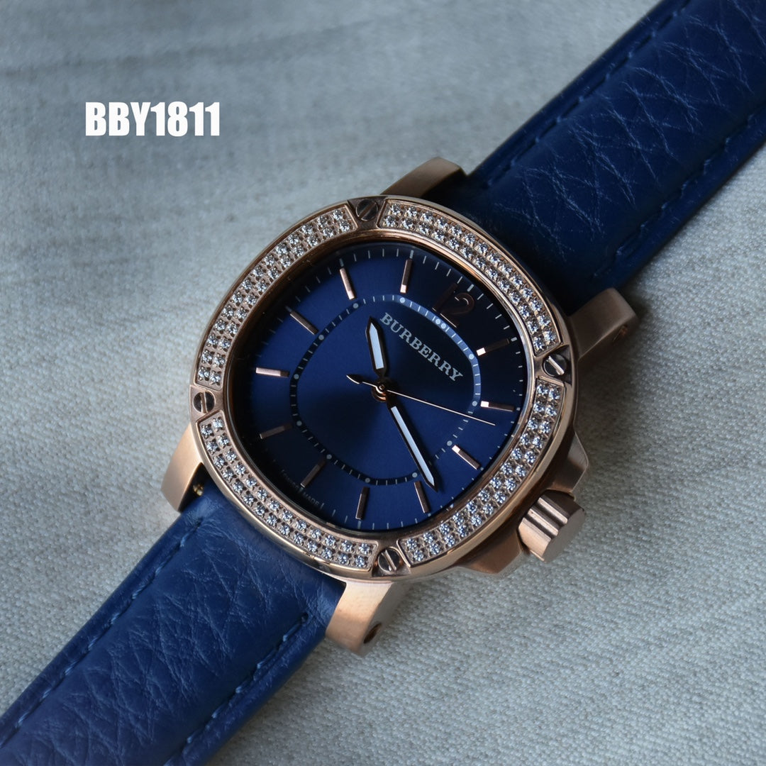 BUR Embellished Cushion Case Women's Strap Watch