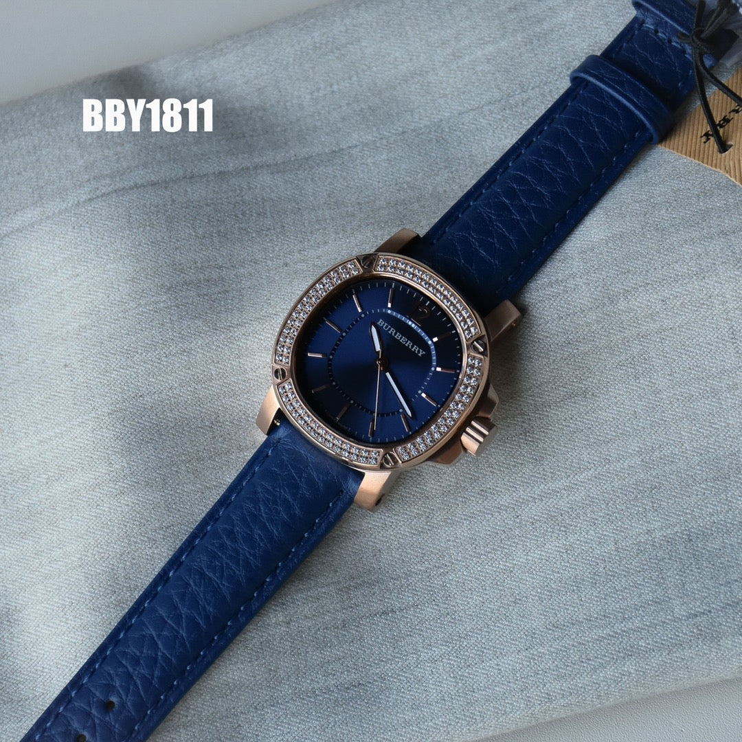 BUR Embellished Cushion Case Women's Strap Watch
