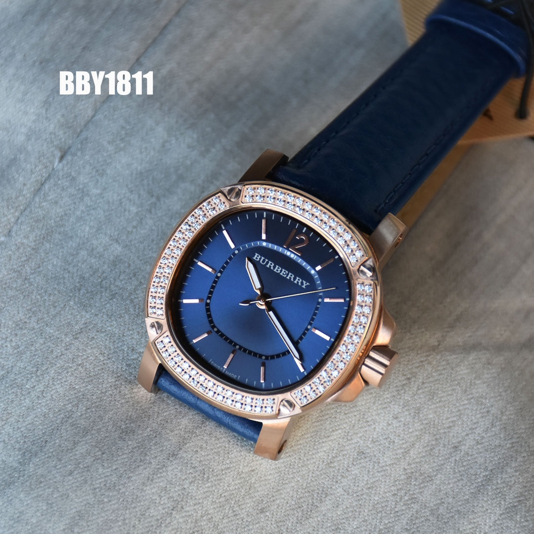 BUR Embellished Cushion Case Women's Strap Watch