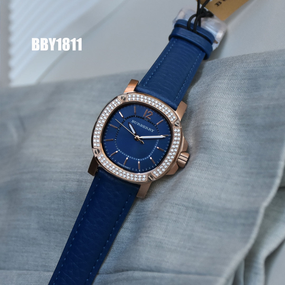 BUR Embellished Cushion Case Women's Strap Watch