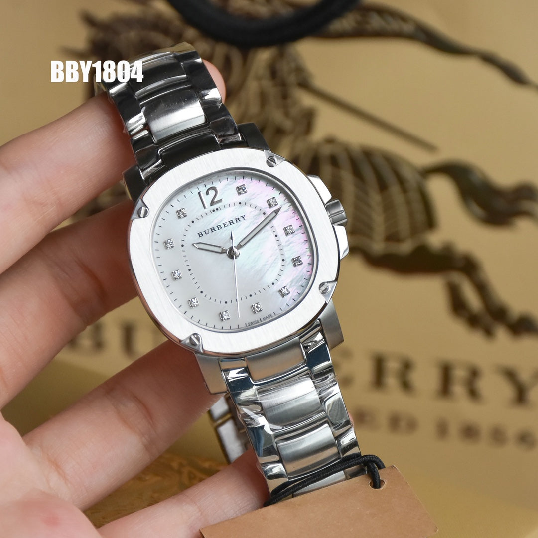 BUR Cushion Case Women's Silver Bracelet Watch