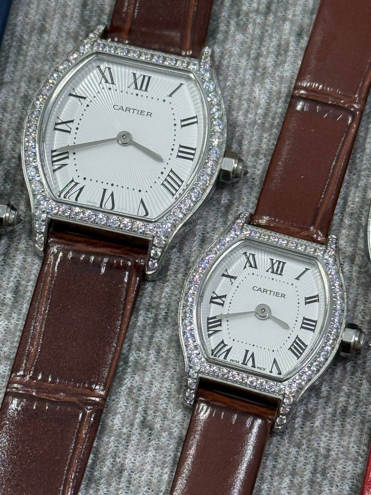 CA Embellished Tonneau Leather Strap Watch