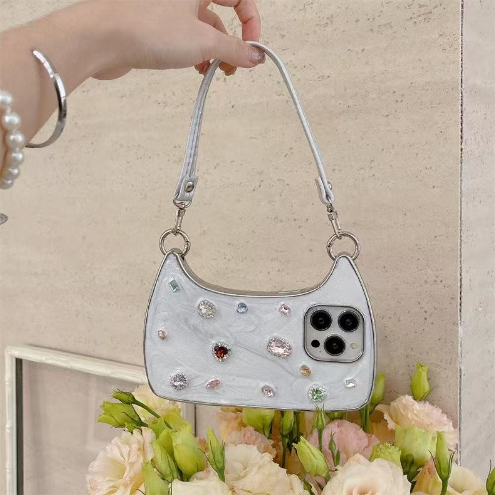 Celeste Jeweled Handbag iPhone Case with floral setting