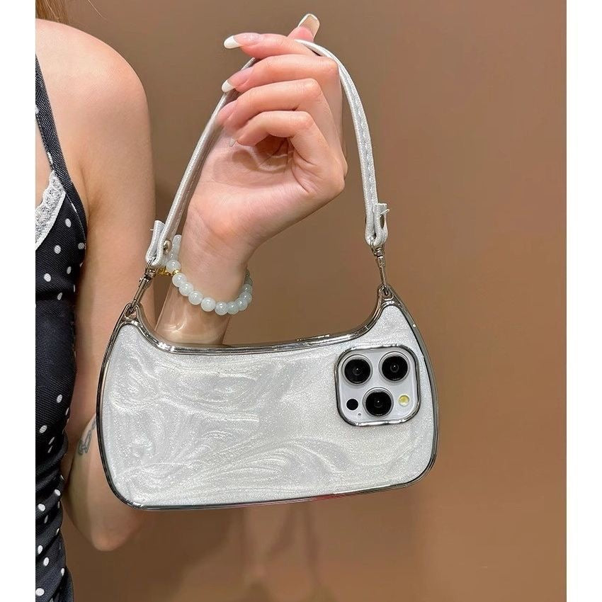 Lumière Shimmer Handbag iPhone Case in Pearl Swirl