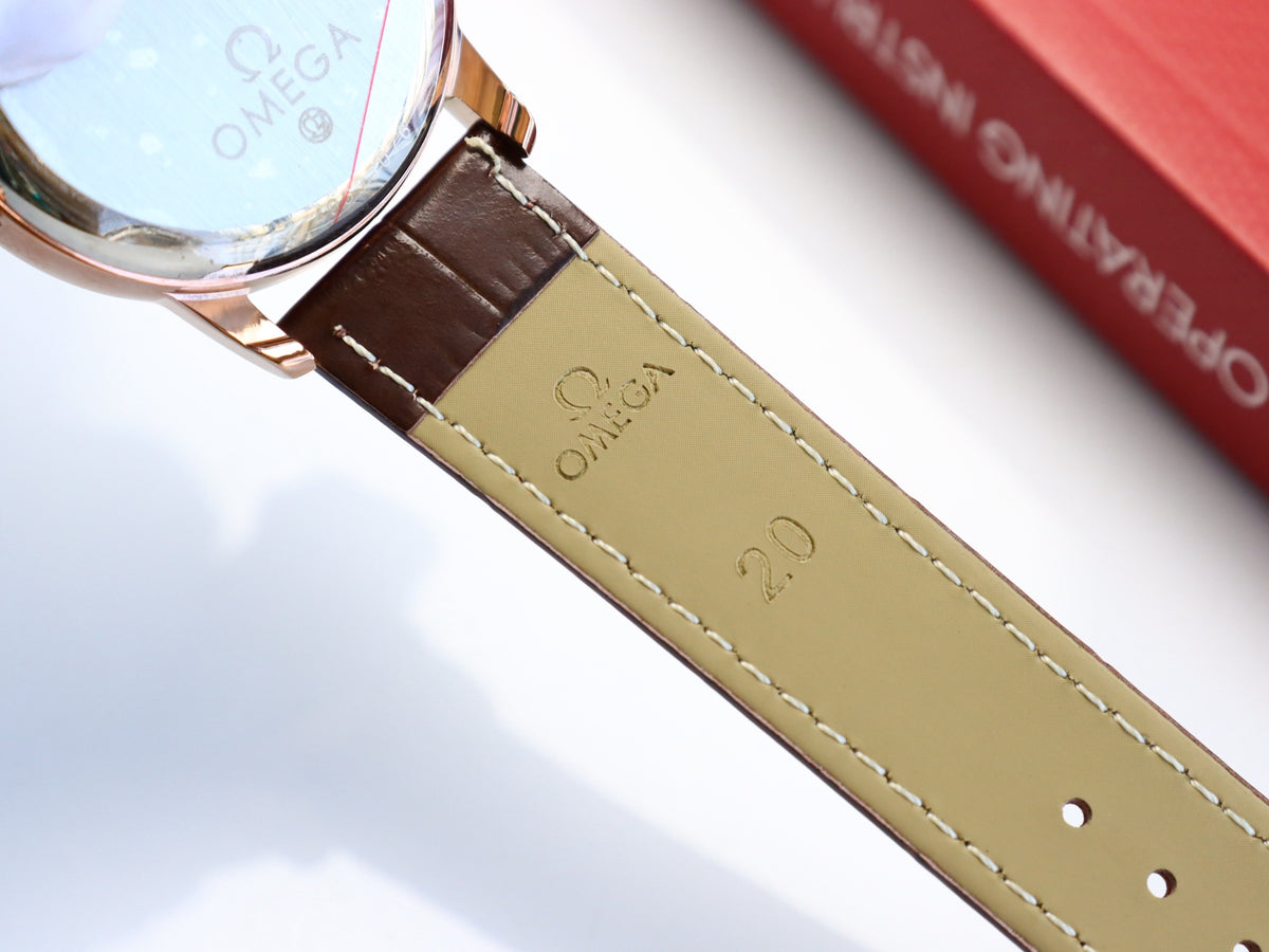 OM Ivory Dial Brown Strap Dress Watch