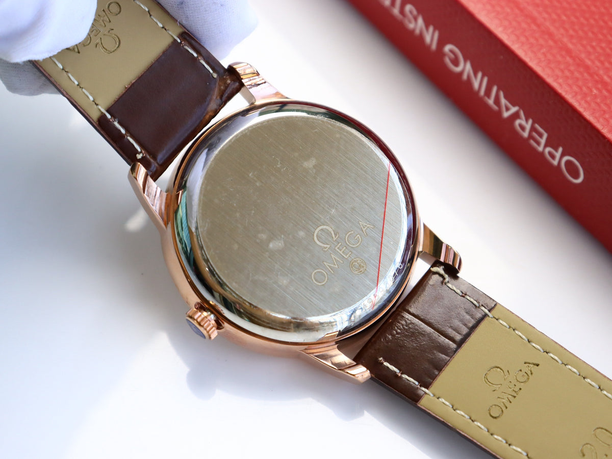 OM Ivory Dial Brown Strap Dress Watch