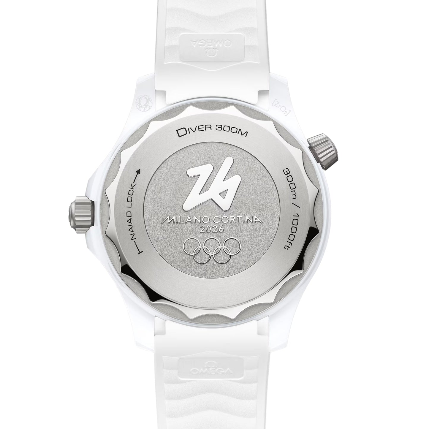 Seamaster Diver 300M Milano Cortina 2026 43.5mm - White on Rubber Strap