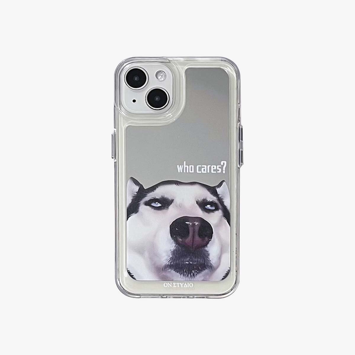 Funda espejo iPhone | Pareja de perros y gatos a quién le importa (compre 2 y obtenga un 50 % de descuento en uno)