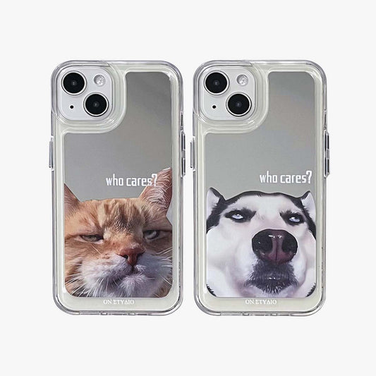 Spegel iPhone Fodral | Par katter och hundar som bryr sig (köp 2 och få 50 % rabatt på en)