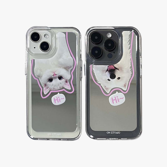Spegel iPhone Fodral | Par katter och hundar Hej (Köp 2 och få 50 % rabatt på en)
