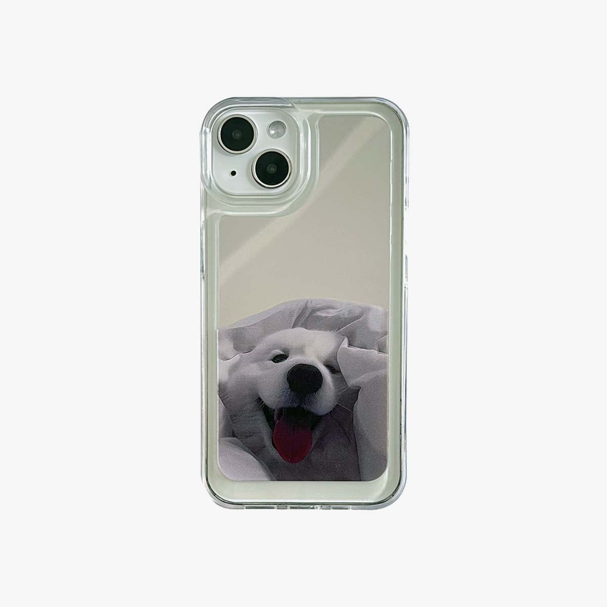 Funda espejo iPhone | Pareja de perros Samoyedo (Compre 2 y obtenga 50 % de descuento en uno)