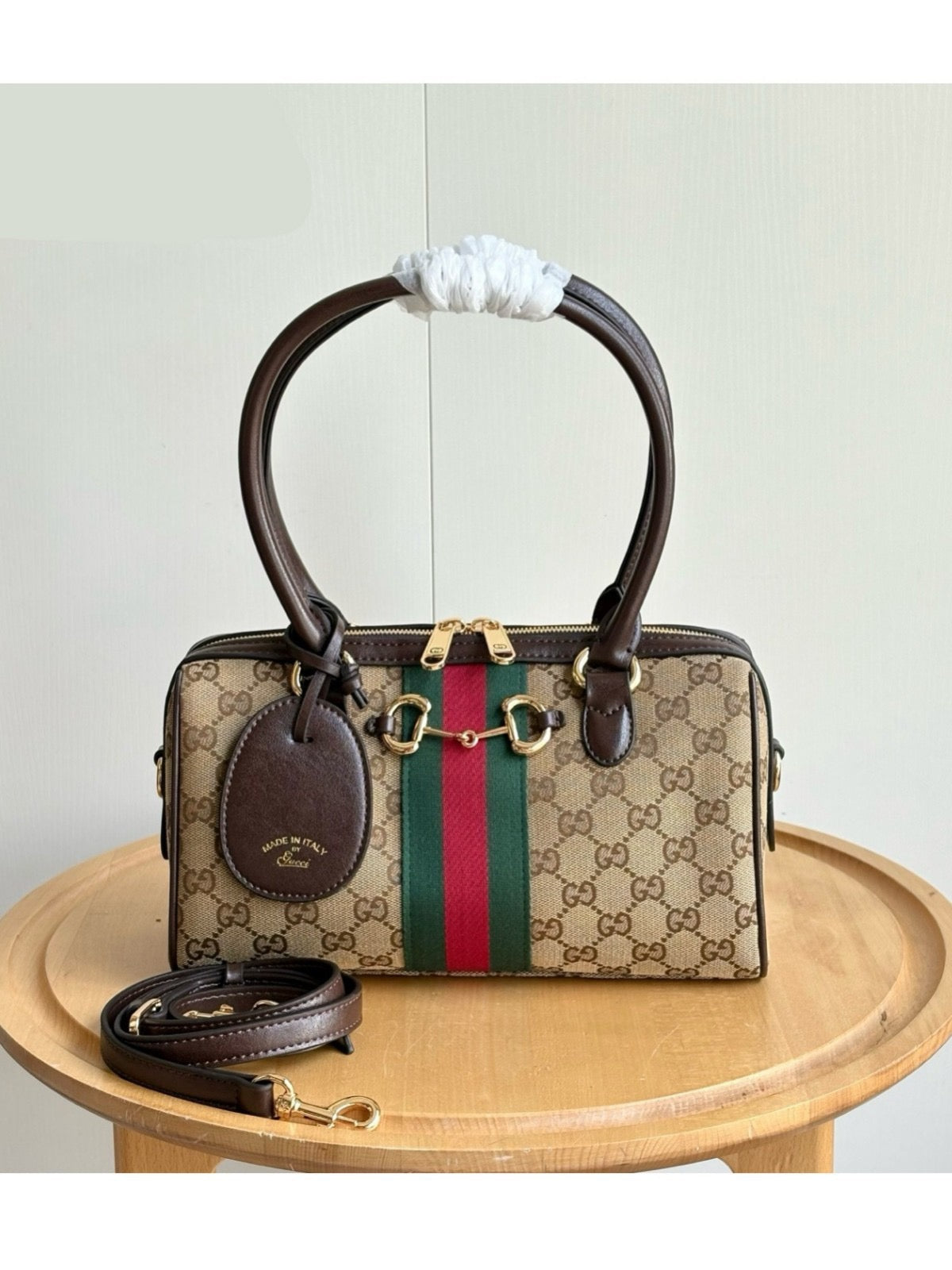Sand patterned barrel satchel