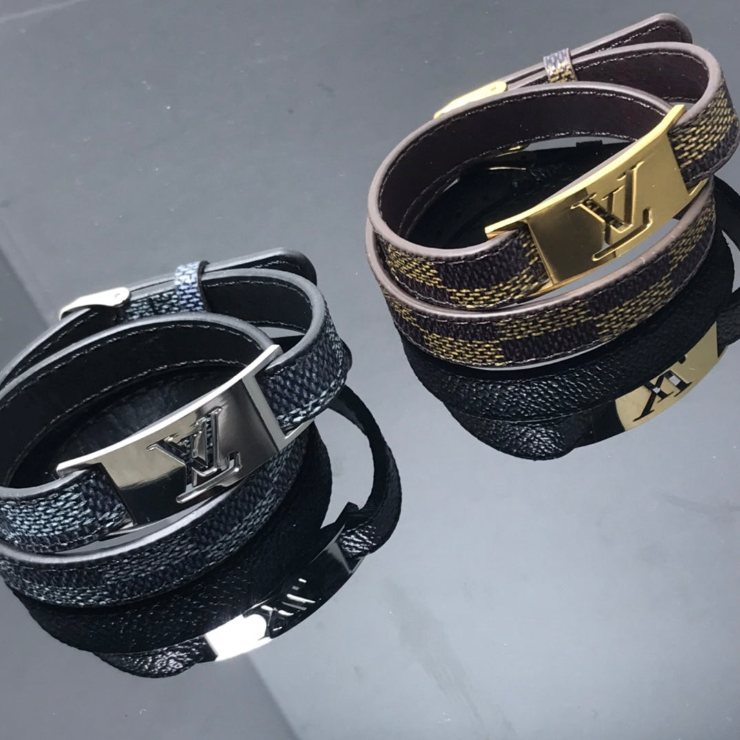 L Double Wrap Patterned Bracelet