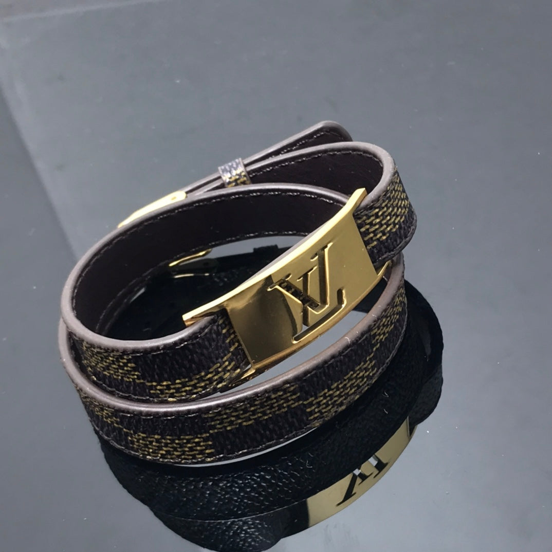L Double Wrap Patterned Bracelet