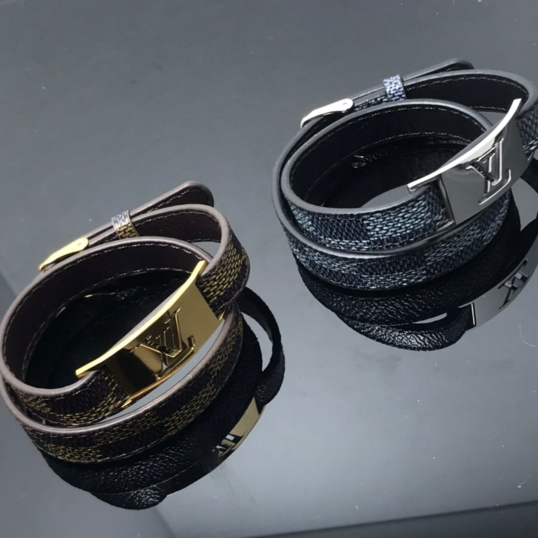 L Double Wrap Patterned Bracelet