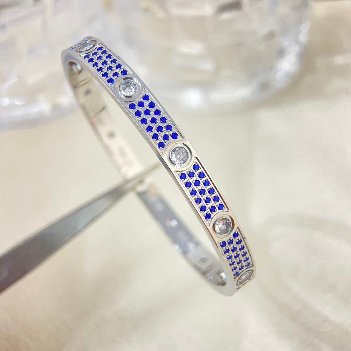 CA Color Stone Triple Row Bangle