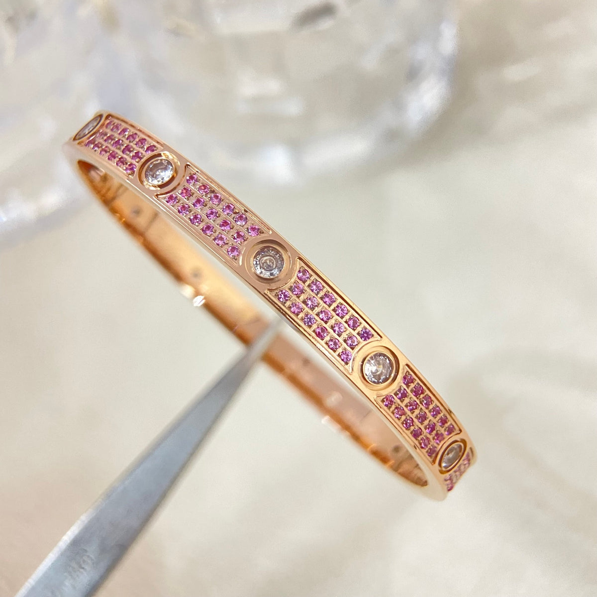CA Color Stone Triple Row Bangle