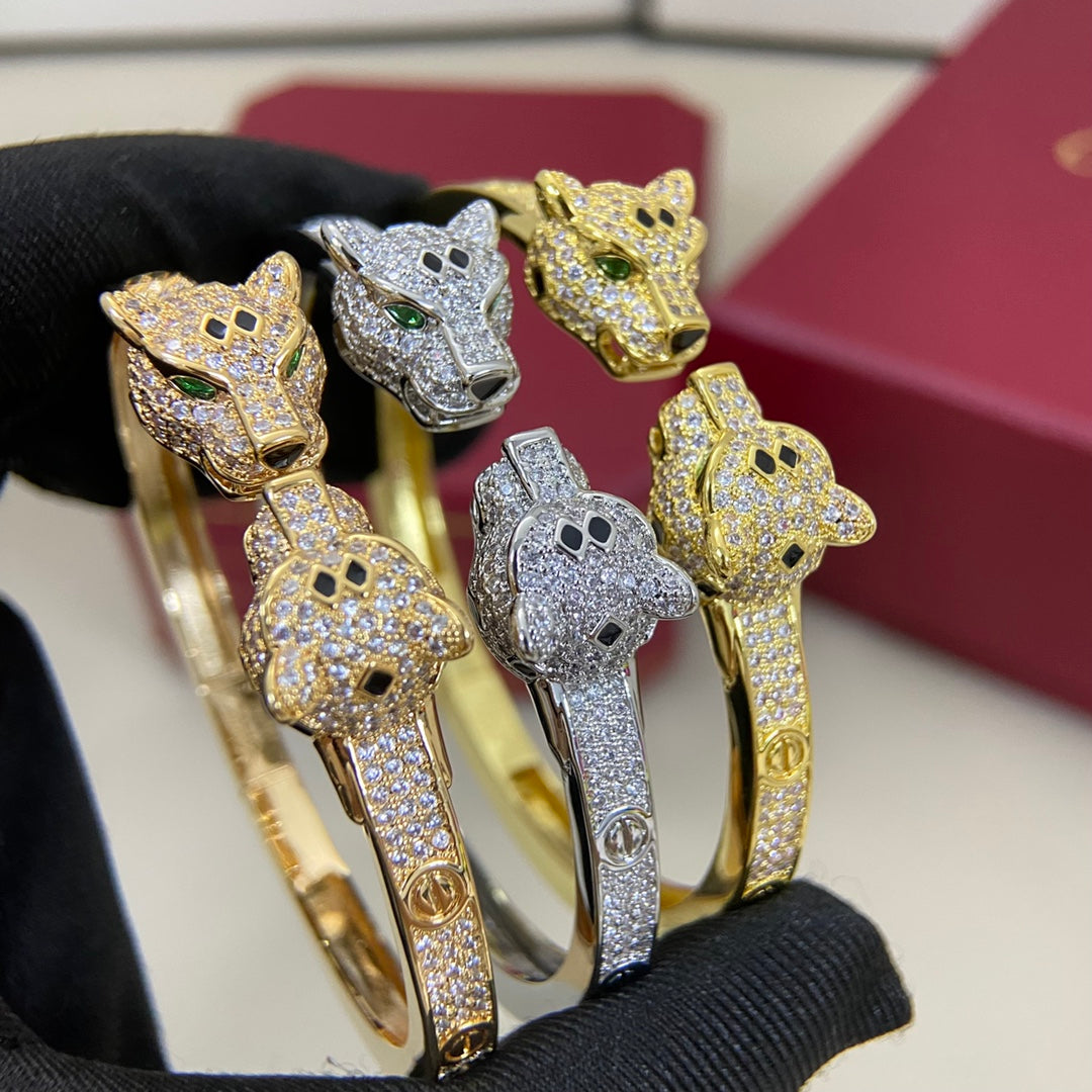CA Twin Panther Head Bangle