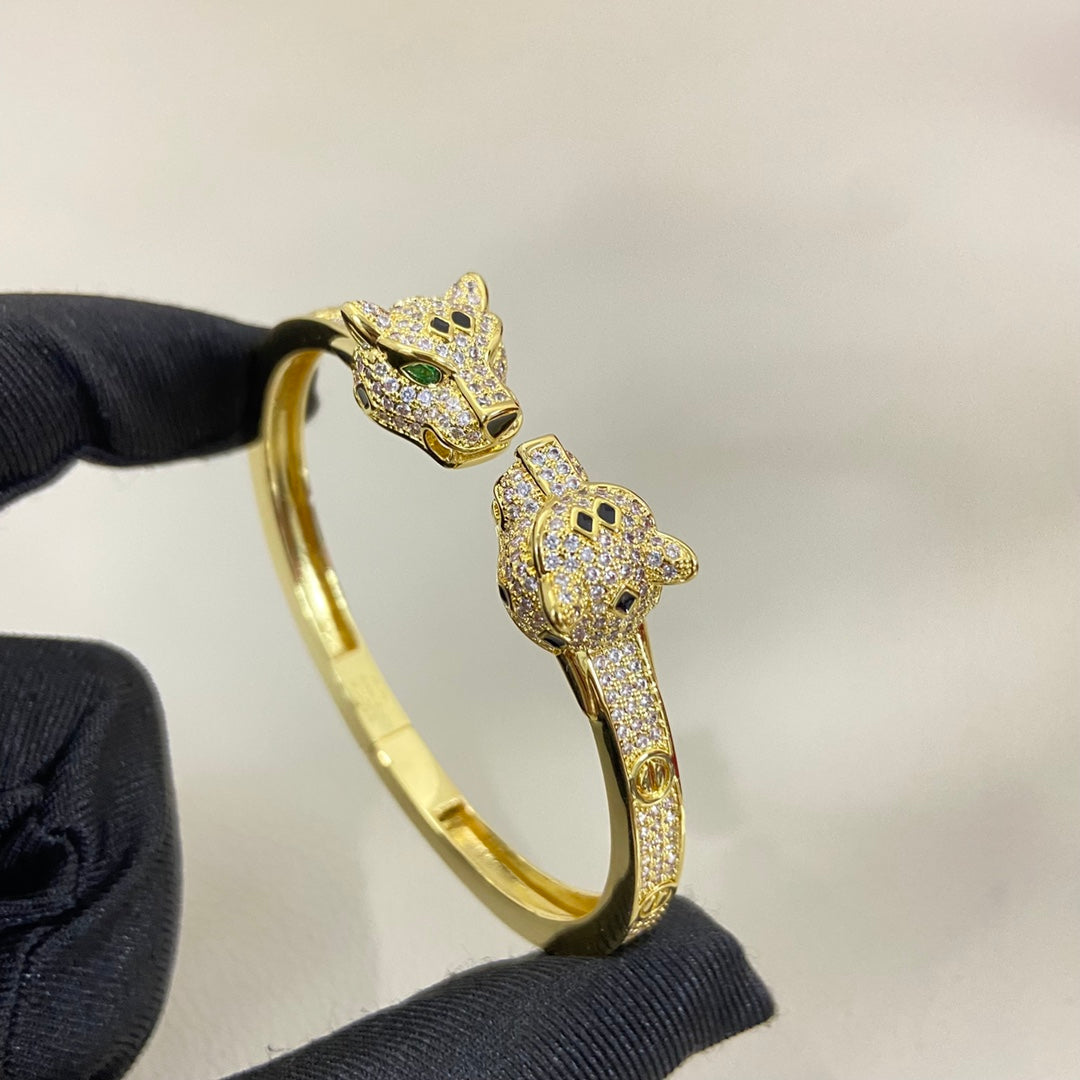 CA Twin Panther Head Bangle